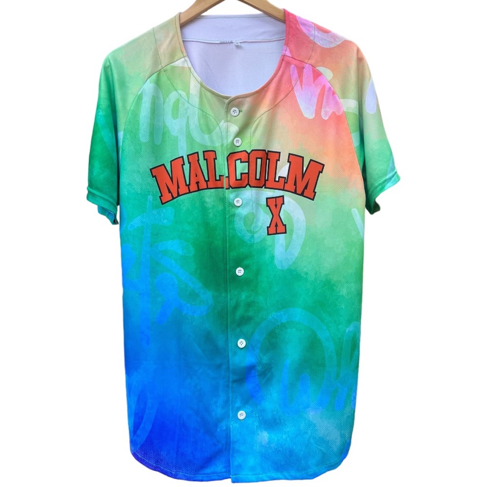 Malcolm X Baseball Jersey Black History Tribute Shirt Men's L-XL